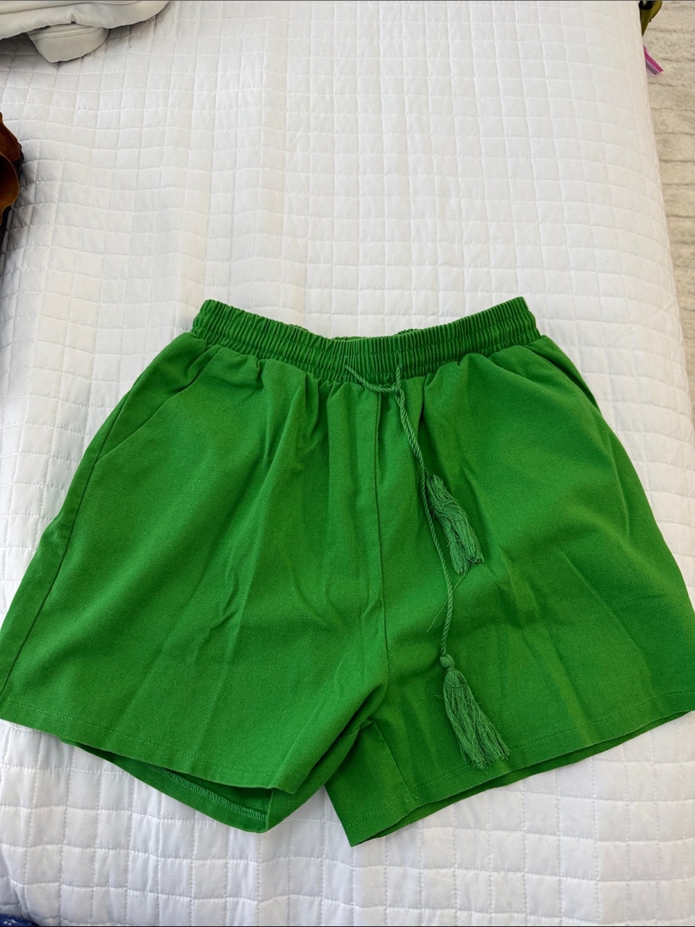 PrettyLittleThing Bright Green Elastic Waist Shorts with Tassel Drawstring